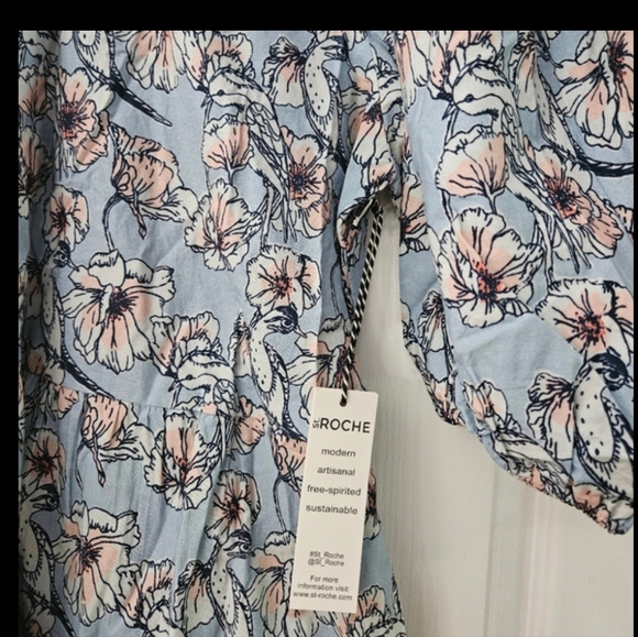 St. Roche Auberon V neck blue pink floral Midi dress sz 6 & 10 NWT - Picture 12 of 13
